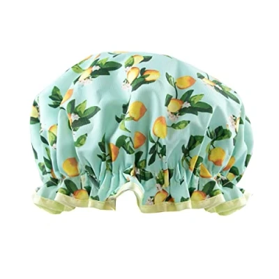 Image of The Vintage Cosmetic Company Shower Cap Inspired Reusable Lemon Print Accessory