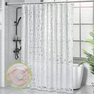 Image of OTraki Shower Curtain 180 x 200 cm EVA Waterproof Bathroom with Magnets and Hooks Resistant Heavy Duty Bath for Wet Room