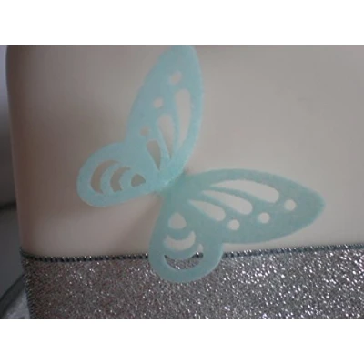 Image of 24 Gorgeous Precut Pale Blue Cut Out Style Edible Wafer Paper Butterfly Cake Toppers Decorations