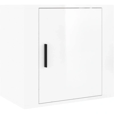 Image of vidaXL Wall mounted Bedside Cabinet High Gloss White 50x30x47 cm
