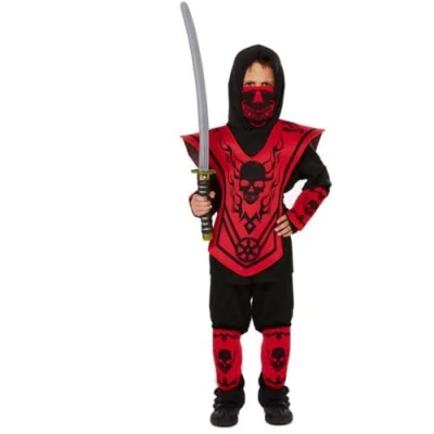 Image of Lizzy NINJA COSTUME Kids Samurai Warrior Assassin World Book Day Halloween Fancy Dress (Small (4 6 Years))
