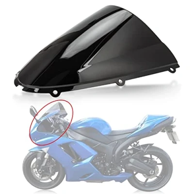 Image of Windshield Double Bubble For Ninja ZX6R 636 2005 2008 ZX10R (Black)
