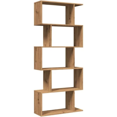 Image of vidaXL Room Divider Bookcase Bookshelf Artisan Oak Engineered Wood 5 Tier, 70 x 24 161 cm