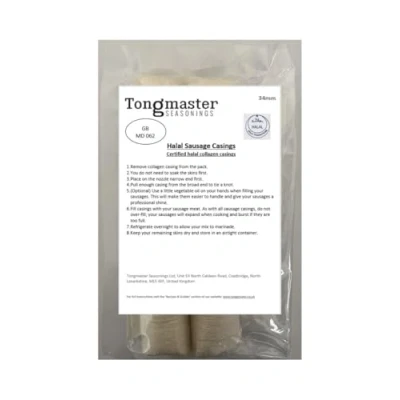 Image of 34mm Halal Collagen Edible Sausage Skins Casings 2 Pack 65ft Long Length (Each 80ft Will Fill Approximately 28lb/12kg)