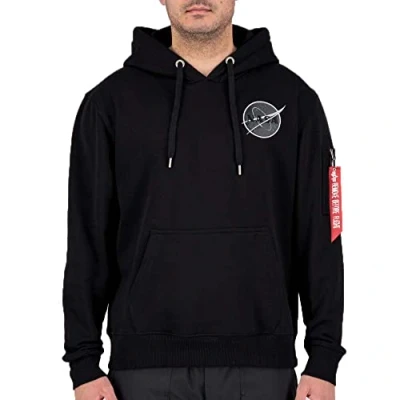 Image of Alpha Industries Dark Side Hooded Sweat for Men Black/Reflective