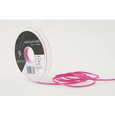 Image of Berisfords Double FACE Poly Satin Ribbon, Fuchsia, 3 mm