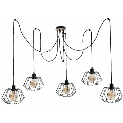 Image of Soho Cluster Pendant Ceiling Light Wood, 5x E27