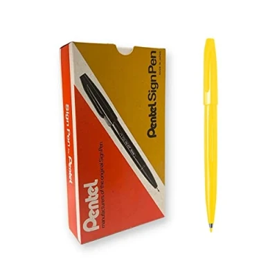 Image of Pentel Sign Pen Yellow, Pack of 12 , S520 G