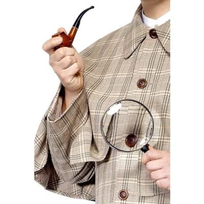 Image of Smiffys Tales of Old England Sherlock Holmes Kit, Brown with Pipe &amp; Magnifying Glass, Historical Fancy Dress, Dress Up Accessories