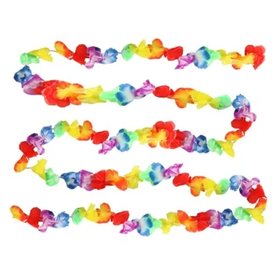 Image of I LOVE FANCY DRESS Hawaiian Bunting 10ft/3m Multicoloured Lei Flower Hawaii Summer Beach Party Luau Indoor Outdoor Decoration