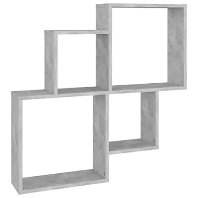 Image of vidaXL Wall Cube Shelf Home Living Room Bedroom Furniture Set Mounted Floating Hanging Display Rack Chipboard Concrete Grey