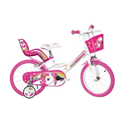 Image of Dino Bikes 164R UN Unicorn 16&quot; Bicycle 16&#039;&#039;, White &amp; Pink