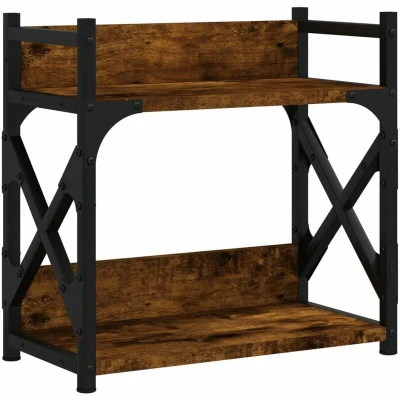 Image of vidaXL Printer Stand 2 Tier Smoked Oak 40x20x40 cm Engineered Wood