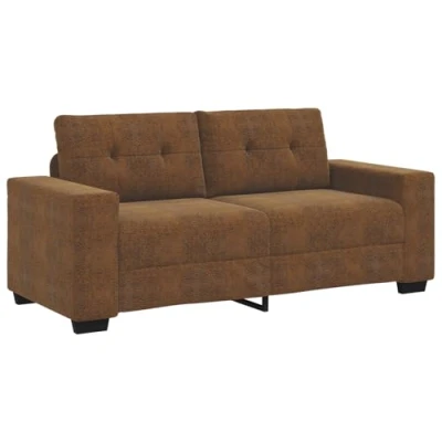 Image of vidaXL 3 seater modern brown sofa durable polyester &amp; wooden frame, living room plush seating