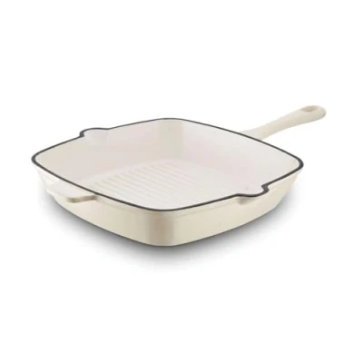 Image of Barbary &amp; Oak Foundry 26cm Cast Iron Grill Pan Camembert Cream