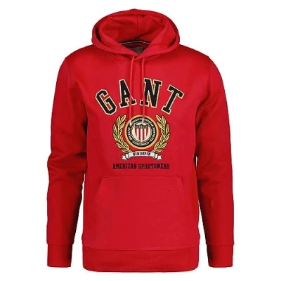Image of GANT Men&#039;s Crest Sweat Hoodie Hooded Sweatshirt , Rich Red,M