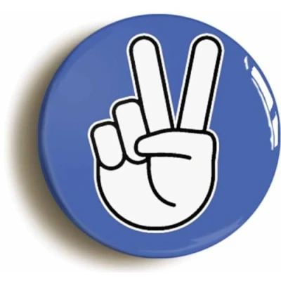 Image of Ozorath Peace Sign V Blue Button Badge (2inch / 50mm diameter)