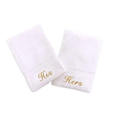 Image of Linum Home Textiles Personalized His and Hers Hand Towel, Set of 2