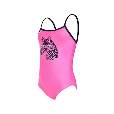 Image of Zoggs Girl&#039;s Zebra Classicback One Piece Swimsuit, Pink, 4 Years UK