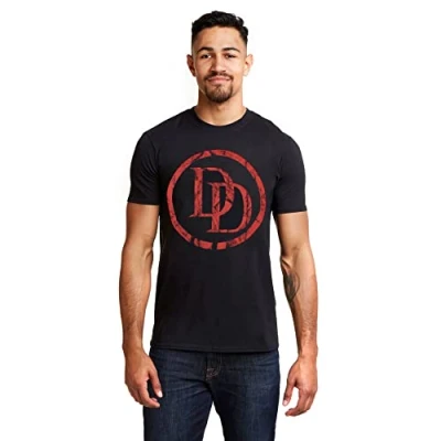 Image of Marvel Men&#039;s Daredevil Logo T Shirt, Black (Black Blk), M UK