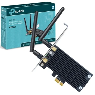 Image of TP Link AC1300 Wireless Dual Band PCI Express Wi Fi Adapter, with two Antennas, E Network Interface Card for Desktop, Heat Sink Better Stability, Easy to Install (Archer T6E)