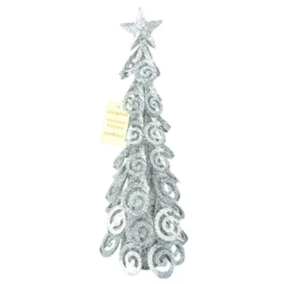 Image of Christmas Concepts® 16 Inch (40cm) Silver Swirl Design Metal Tree Table Top Decoration