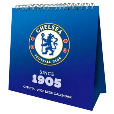 Image of 2025 Calendar Chelsea FC Month to View Football Desk Easel Official Product
