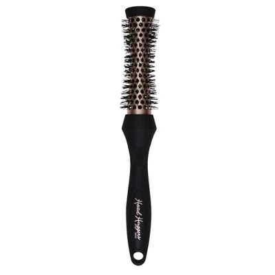 Image of Denman (X Small) Thermo Ceramic Hourglass Hot Curl Brush Hair Curling for Blow Drying, Straightening, Defined Curls, Volume &amp; Root Lift Rose Gold Black, (DHH1RRG)