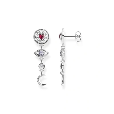 Image of THOMAS SABO Women Silver earrings with different 3D symbols and colourful stones 925 Sterling Silver, Blackened H2277 640 7