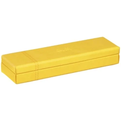 Image of RHODIA 319786C Daffodil Pencil Case 21 x 5.5 3 cm Orange Saddle Stitching Faux Leather Exterior Rhodiarama Home Office Collection Organization &amp; Designer Storage