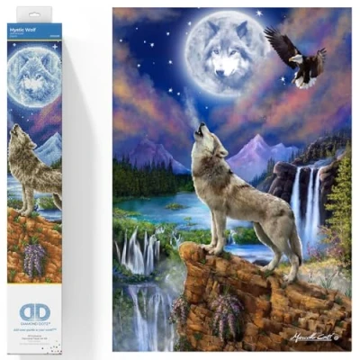Image of DIAMOND DOTZ Painting, Beginner Kit, Canvas, Mystic Wolf, 47x67cm