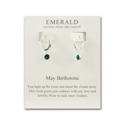 Image of Philip Jones May Birthstone Hoop Earrings Created with Emerald Zircondia® Crystals
