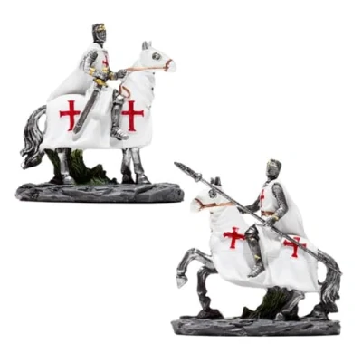 Image of Puckator Crusader Knight on Horseback Protector Medieval Knights Toys Toy Figures Figurines Home Decor Decoration of The Past Templar Miniature Action Resin Ornament