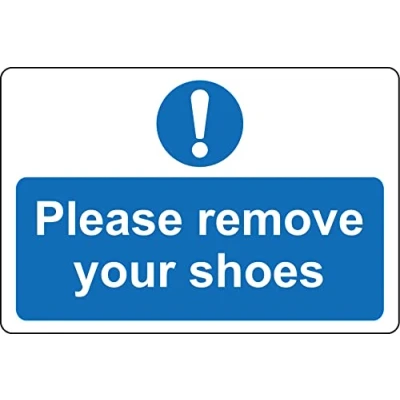 Image of Please remove your shoes sign 1mm Plastic (300mm x 200mm)