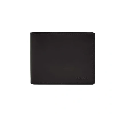 Image of Fossil Mens Derrick RFID Large Coin Pocket Bifold, Black, UK