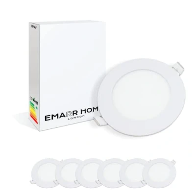 Image of Emarr Home LED Ceiling Lamps Recessed Ultra Slim Panel Lights Downlight (6 Pack) (Cool White (6500K), 12W Round (170mm))