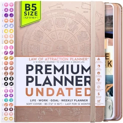 Image of Life Planner Undated Deluxe Weekly, Monthly Planner, a 12 Month Journey To Increase Productivity Organizer, Gratitude Journal, Agenda Do List, Gift Box &amp; Stickers Start Anytime