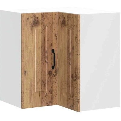 Image of vidaXL Kalmar Old Wood Engineered Kitchen Corner Cabinet Brown, Wall Mount, Ample Storage 57x57x60 cm