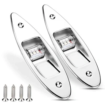 Image of Terisass 2Pcs 12V LED boat navigation lights Stainless Steel Flush Mount Side Marine Bow Light lamp for Yacht Green/Red + red and green