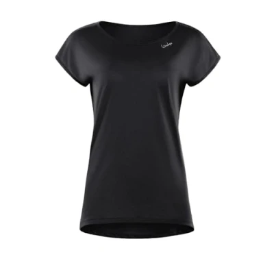 Image of WINSHAPE MCT013 Women&#039;s Ultra Light Modal Short Sleeve Shirt with Rounded Hem, All Fit Style, Fitness, Leisure, Sports, Yoga, Workout, Black, XXL