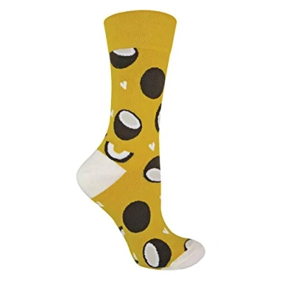 Image of TALKIE Socks Ladies Cotton Rich Quirky Funky Novelty Design Fruit (4 8 UK, Coconut)