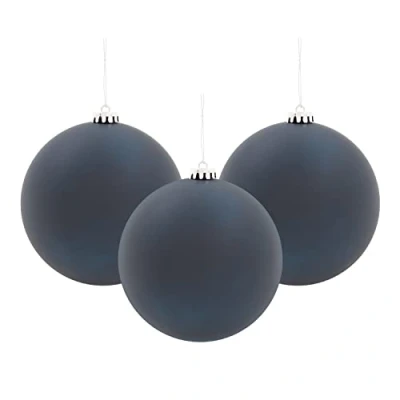 Image of Christmas Workshop 3pk 15cm Navy Blue Traditional Matt Bauble