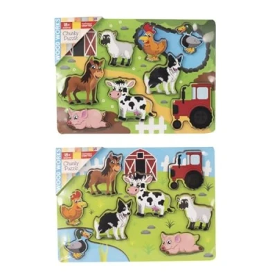 Image of HTI 1374995 Farm Chunky Puzzle, Multicolor, 12.0 x 11.0 0.8 cm