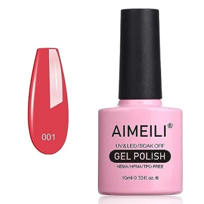 Image of AIMEILI Red Gel Nail Polish Soak Off UV LED Varnish Tropix Tropical Punch (001) 10ml