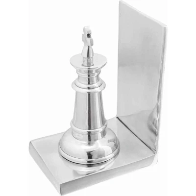 Image of vidaXL Bookends 2 pcs Silver 11x12x19,5 cm Aluminium Chess