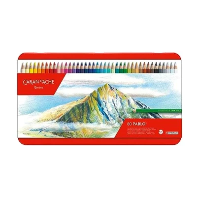 Image of Caran D&#039;Ache Pablo artists quality colouring pencils tin set of 80 assorted water resistant colours