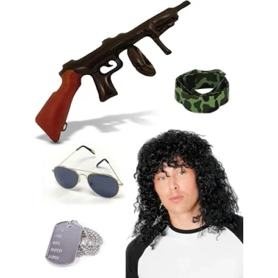 Image of Silver Fancy Dress® COMBAT Army HERO Rambo Dress Set Soldier Up for War Time Theme Party Stag Do 4PC Costume Military Accessory