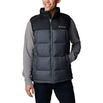 Image of Columbia Men&#039;s Pike Lake Vest, Puffer Vest Body Warmer, Black/Graphite, Size S