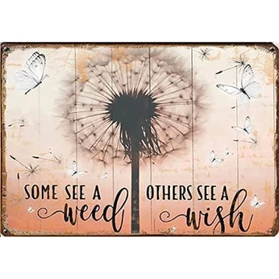 Image of Dandelion Some Seeweed Others Seewish Tin Sign Wall Poster Decor Funny Retro Bar Coffee Club Pub Gift 8x6 Inch