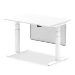 Image of Air 1200x800 Height Adjustable Desk White Leg Modesty Panel